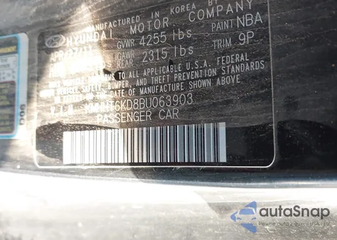 2011 Hyundai Genesis 2.0T z USA, uszkodzony, nr VIN KMHHT6KD8BU063903